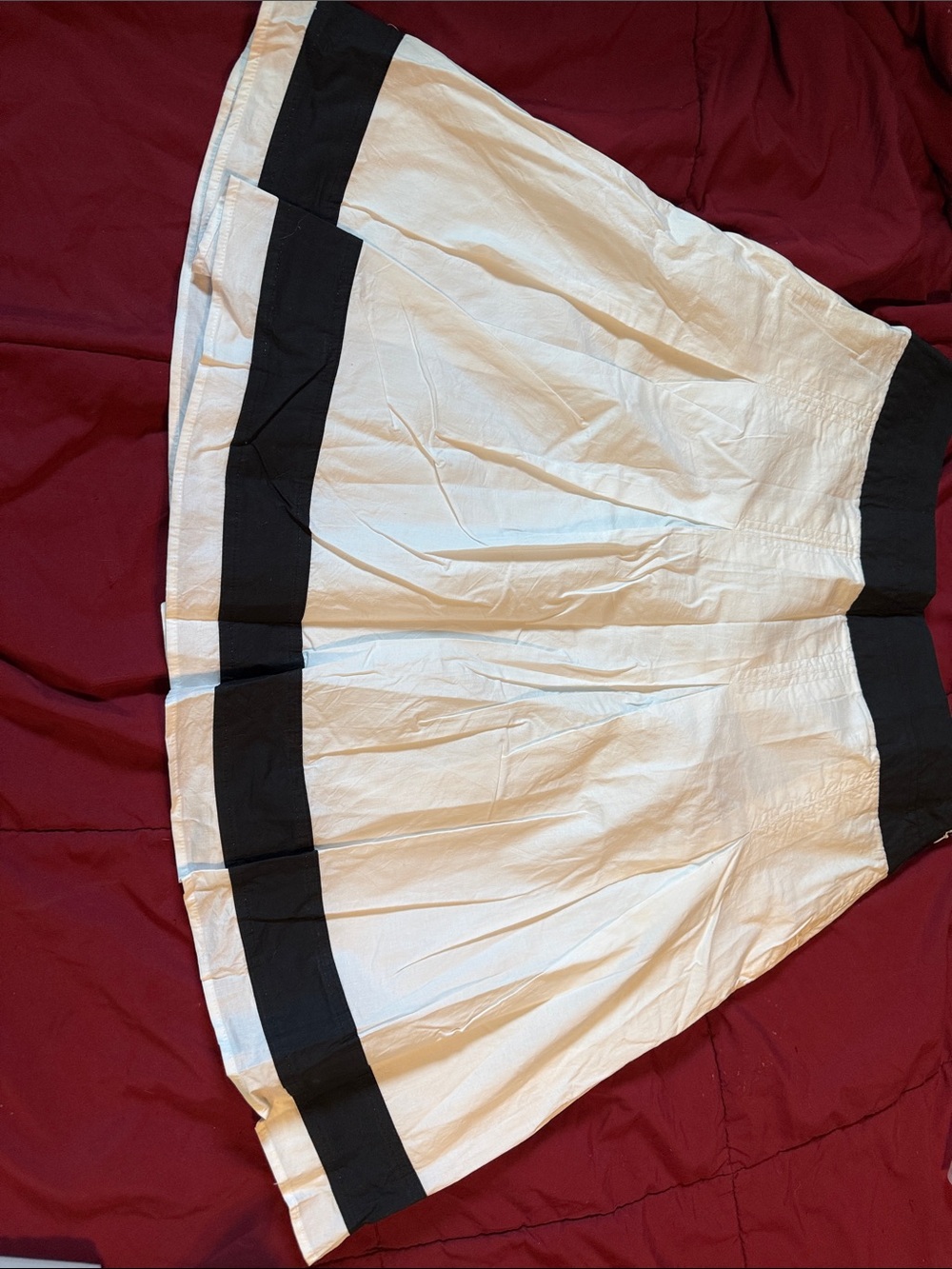 Classic White Circle Skirt with Black Band Trim